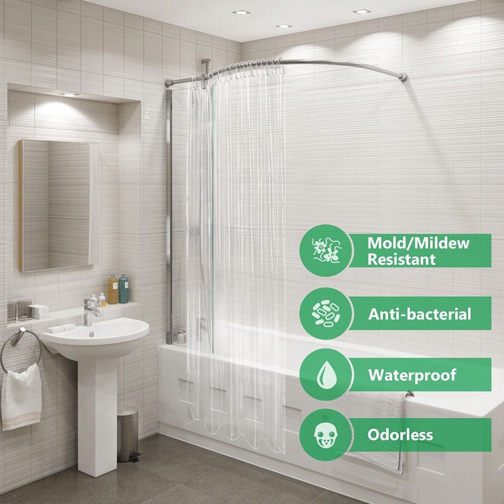 Home Decor Transparent Mildewproof Water Splash Resistant PEVA Plastic Shower Curtain Bath Supplies