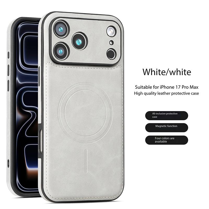 Для Magsafe Магнитный кожаный чехол для телефона Для iPhone 17 16 13 15 14 12 Pro Max Plus 16e Air Беспроводная зарядка Ударопрочный чехол