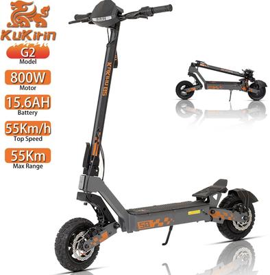 KuKirin Электросамокат G2 для бездорожья 10" 800 Вт Мотор Максимальная скорость 55 км/ч Электросамокат для взрослых 48 В 15,6 Ач Запас хода 65 км Нагрузка 120 кг