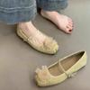 Fashion 2024 New Autumn Women's Solid Color Fashionable and Comfortable Slip-on Flower-decorated Flats