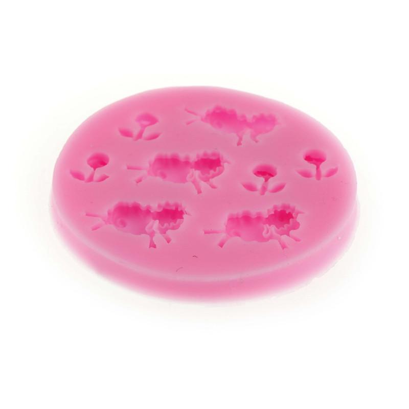 Животное Овца и Цветок Подсолнух Силиконовая помадка 3D Форма для торта Конфеты Шоколадное украшение