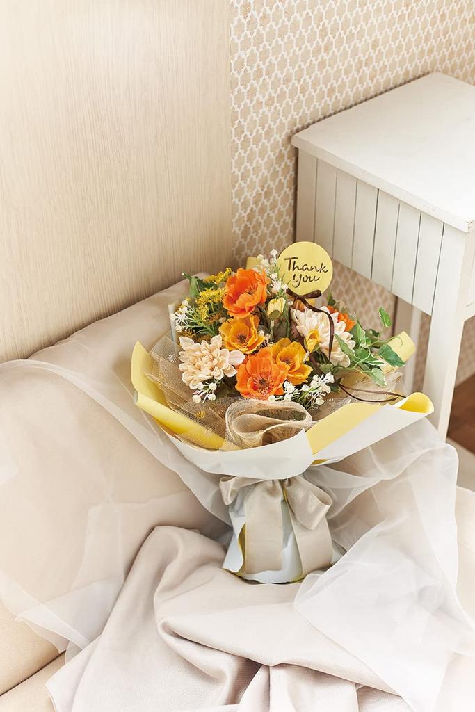 Tokyodo Искусственный цветок MAGIQ Soleil Гербера Пучок Светло-оранжевый Диаметр цветка 7 x Длина 27см 3 штуки FM002832-009