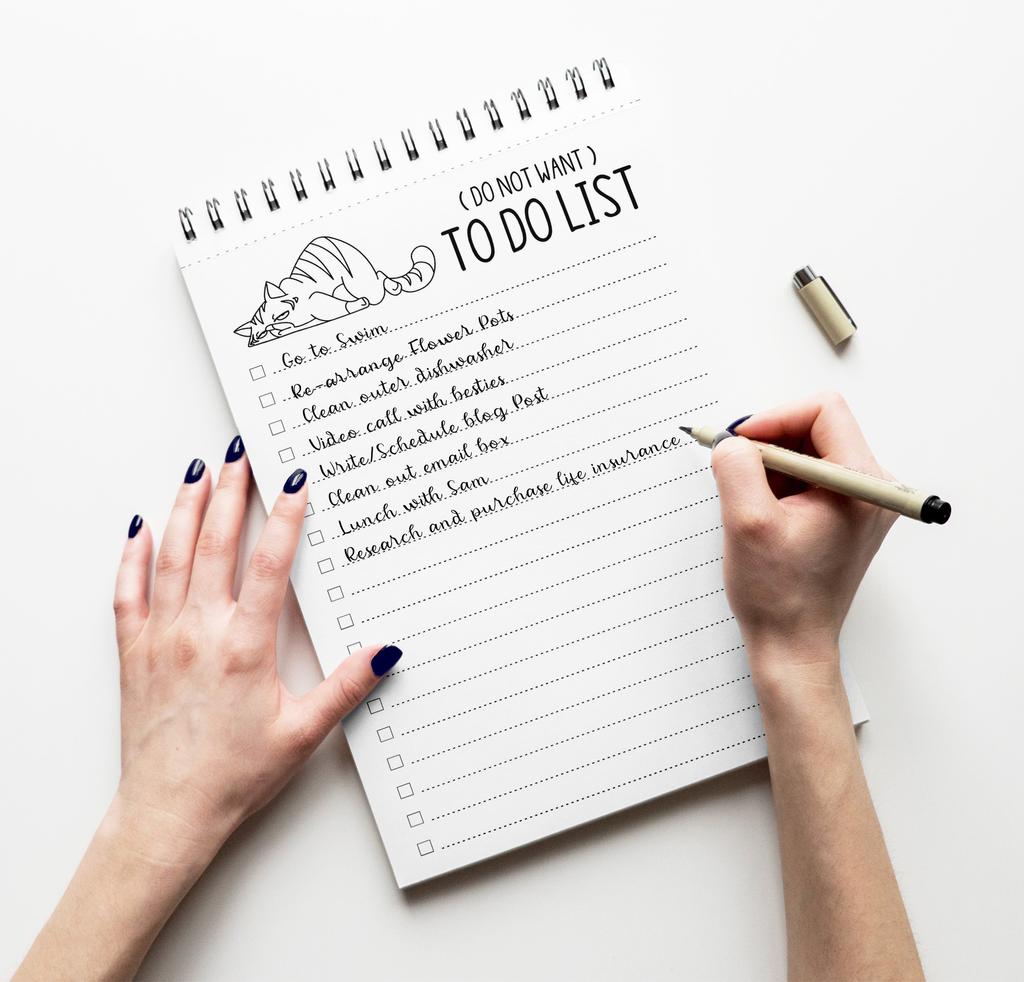 Inkdotpot Блокнот для списка дел – 6” X 9” Бумажная канцелярия, Спиральный блокнот с кошкой, Ежедневный контрольный список-(50 листов)