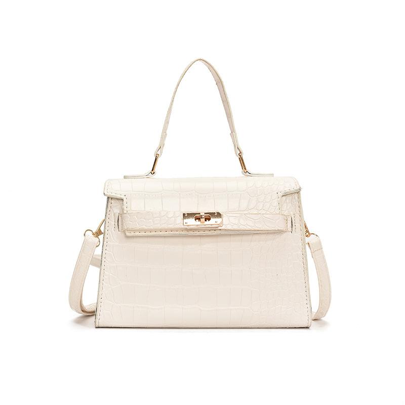 Portable Kelly bag women's 2025 new fashion crocodile pattern portable small square bag foreign style versatile shoulder messenger bag