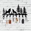 1 Pc Rustic Wolf-Themed Metal Key Holder - Easy-To-Install Wall-Mounted Coat Rack, Perfect For Living Room, Kitchen, Bathroom, Hallway,