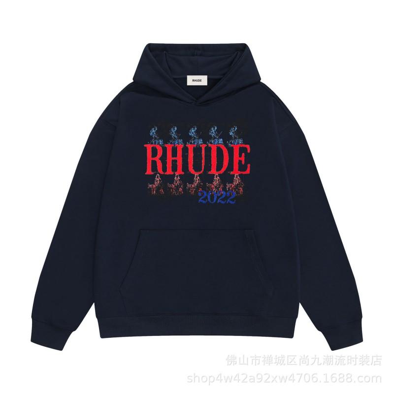 Rhude Horse Sunset Print Hoodie Loose Fit Casual Long Sleeve Sweatshirt Teens