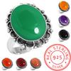 925 Sterling Silver Ring Women Gemstone Handmade Jewelry Valentine's Day Gift Amber Amethyst Black Onyx Carnelian Garnet Quartz Green Onyx Gold Stone