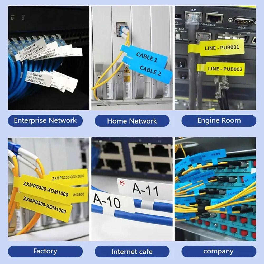 65Pcs/Roll Self Adhesive Cable Laber Paper Mini Smart Identification Fiber Tag D110 Waterproof Thermal Cable Sticker