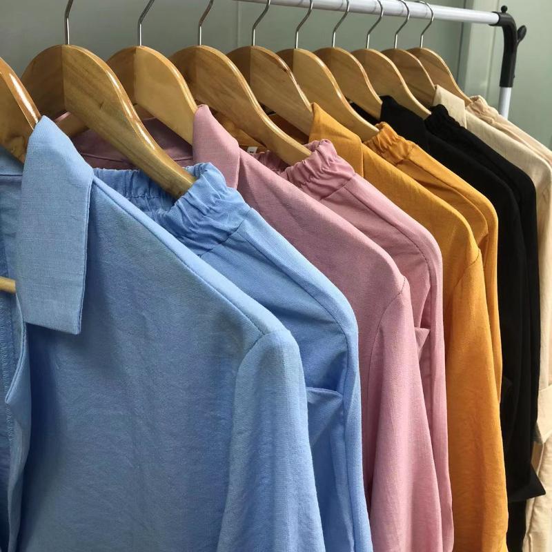 Женский костюм из 2 предметов из хлопка и льна, куртка + брюки, осенний свободный модный повседневный костюм из хлопка и льна, куртка, костюм