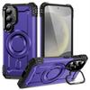 For Samsung Galaxy S25+/S24+ Case Compatible with MagSafe Metal Lens Frame Kickstand PC+TPU Mobile Cover