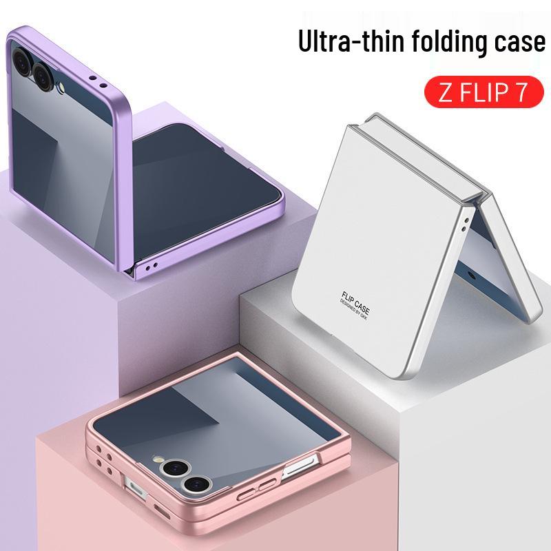 GKK Однотонный противоударный ПК-чехол для Samsung Z Flip7 - Большое окно, Ощущение кожи, Трансграничный, Защита складного экрана