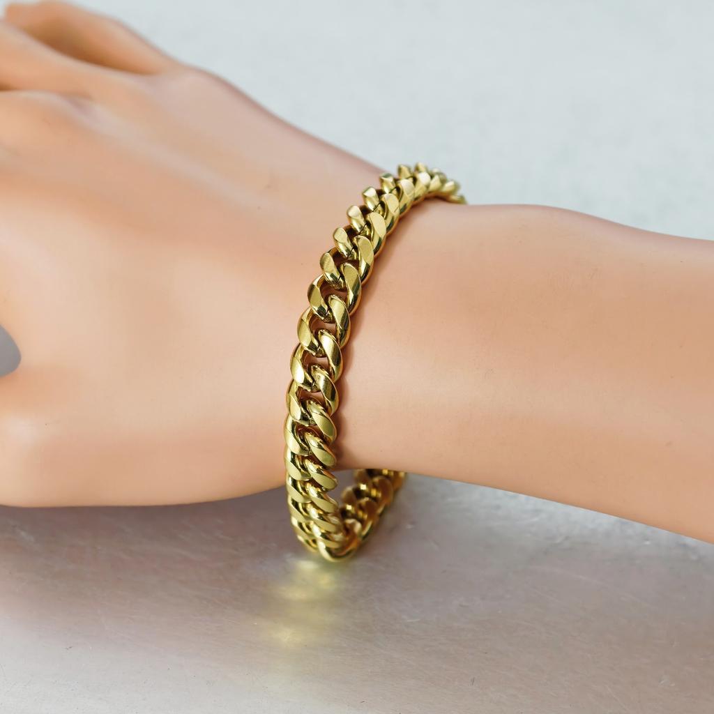 Punk 8mm Miami Curb Cuban Link Chain Bracelet Gold Color Stainless Steel Hand Chain Bracelet for Men Women Jewelry Gift 2026