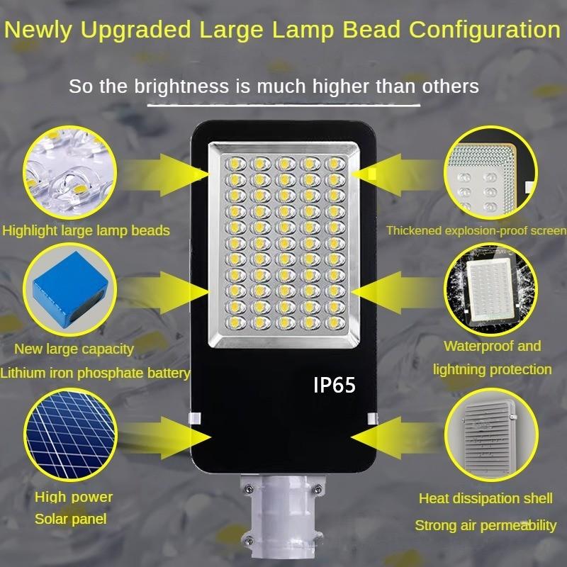 Интеллектуальный светодиодный индукционный светильник для двора, уличные фонари на солнечных батареях, литий-железо-фосфатный аккумулятор, водонепроницаемый инженерный светильник