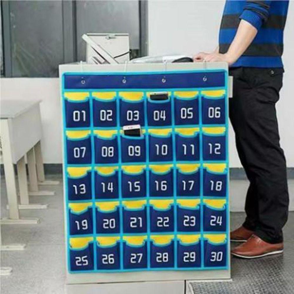 Non-Woven Fabric Numbered Pockets Wall Mount Classrooms Storage Hanging Bag Calculator