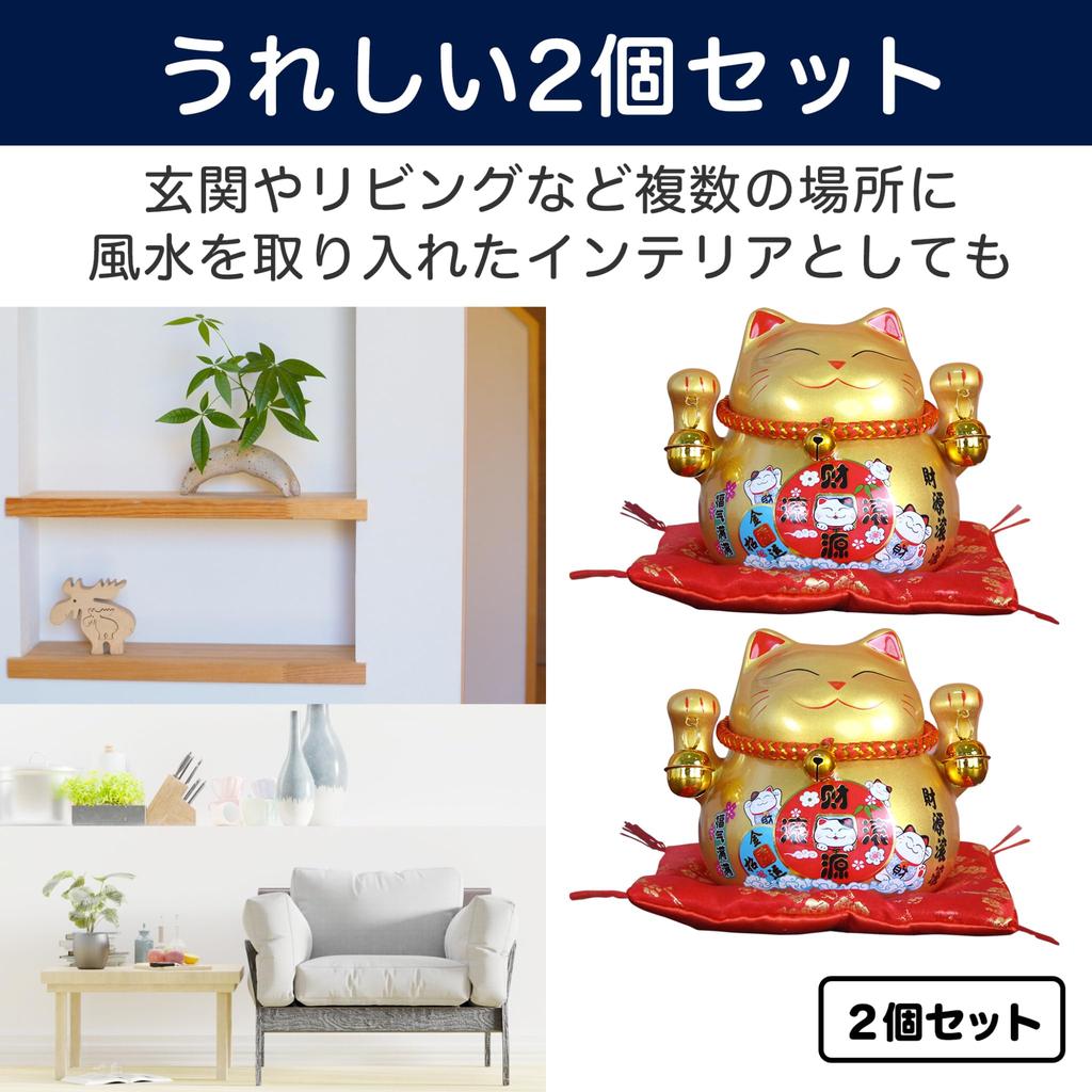 Felimoa Фигурка Кота Удачи Копилка для Удачи и Денежной Удачи Вход 2 Металлические Наклейки Включены Набор из 2 штук