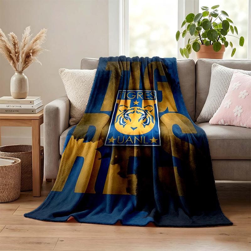 Club Tigres UANL blanket Flannel Blanket Soft Cozy Plush Throw for Sofa Bed Lightweight Home Decoration