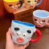 Керамическая кружка для кофе с крышкой, кружка для воды, офисная, смешная, трендовая, креативная, для кофе и молока, кухонная утварь, с уродливым ртом