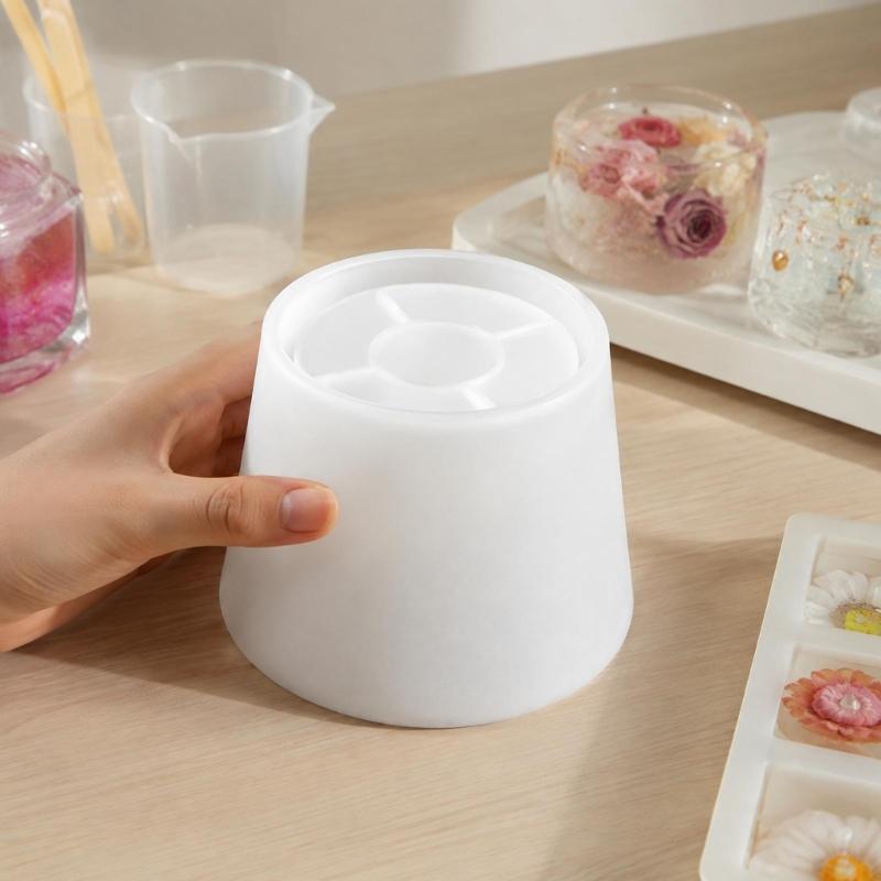 Resin Container Mold in Silicone for Candle Jar Making,Tapered Cup Mold for DIY Container Craft Projects