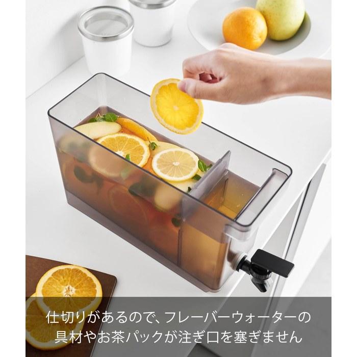 [Yamazaki] Refrigerator Drink Server 2.8L Black 10x31.5x17cm (Faucet/Valve Included) Tower Dishwasher Safe Water Dispenser Barley Tea Pot