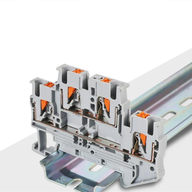 10pcs PTTB 2.5 0.14-4mm2 Double-layer Quick Connection Connector Din Rail Combination Fast Wiring Cable Terminal Blocks