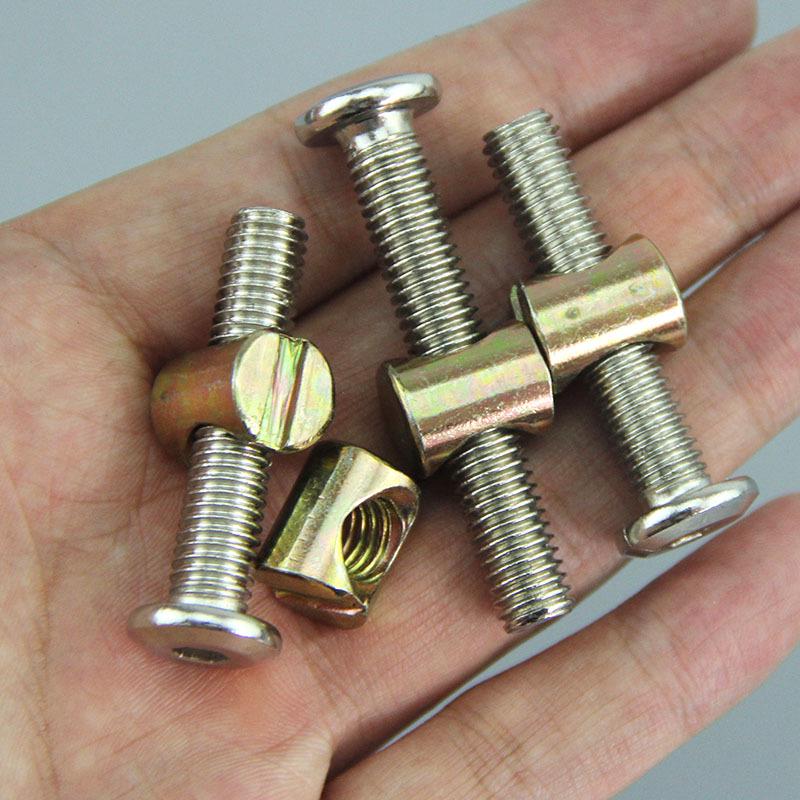 Никелированный винт-кроватный винт с шестигранным шлицем Phillips и гайка, M6/M8