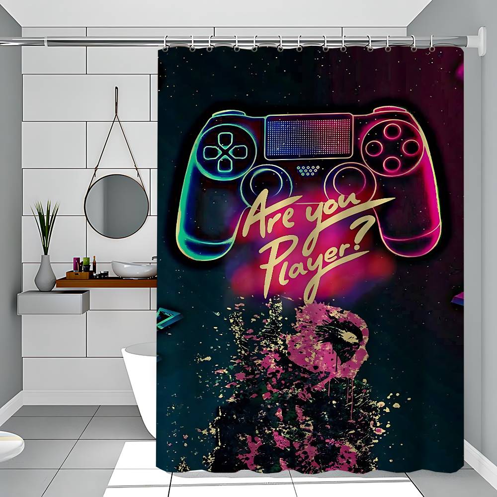 Gaming Poster Just One More Game Retro Shower Curtains 180cm Polyester Modern Style Bathroom Curtain With Hooks Shower Curtain