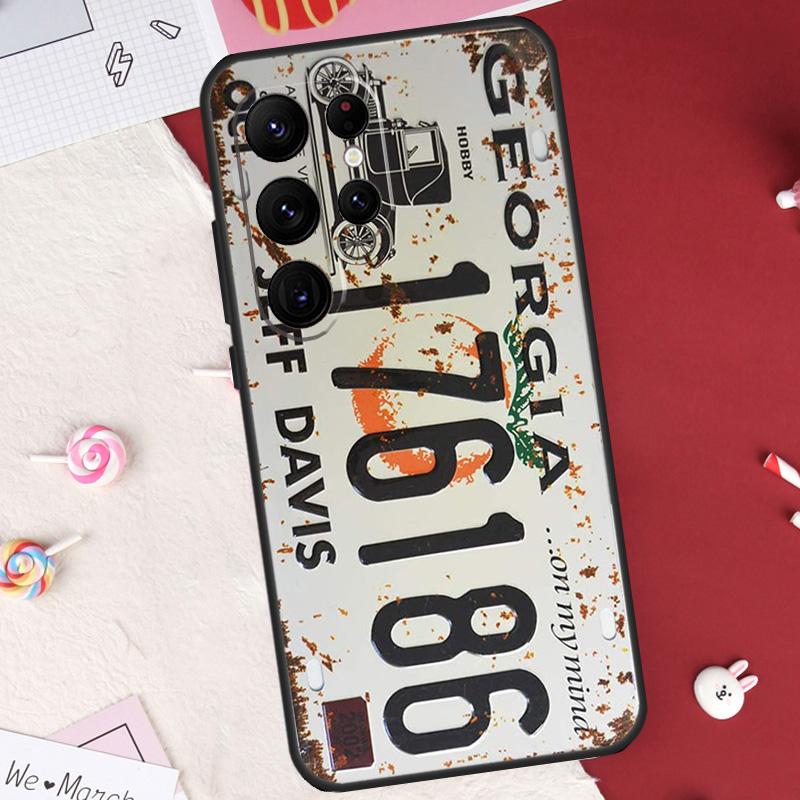 Retro Funny License Plate Case For Samsung Galaxy S21 S22 S23 S24 S25 S26 Ultra S10 S25 Plus S25 FE S20 FE Cover Shell