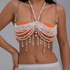 Sexy Pearl Beaded Tassel Body Chain Holiday Style Braided Stacking Body Chain