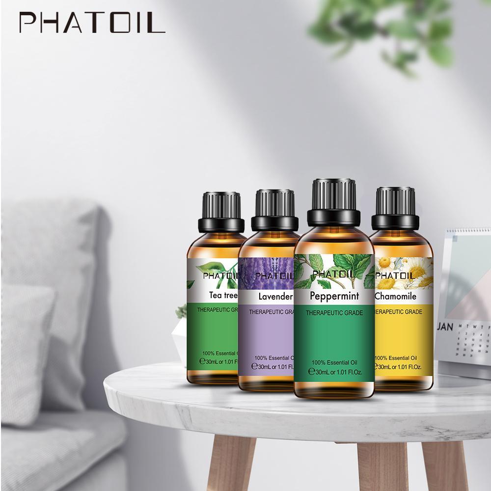 PHATOIL 30 мл эфирное масло лаванды, мяты, чайного дерева, розмарина, ромашки, водорастворимое массажное масло от укусов комаров, ароматическое масло, очиститель воздуха