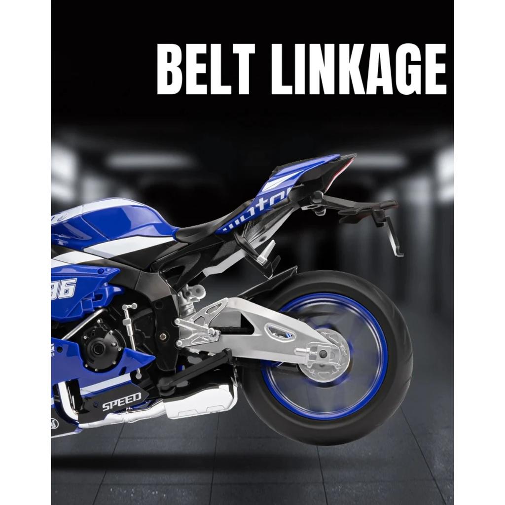 1/9 Yamaha YZF-R1M Сплав Спортивный Мотоцикл Металлические Литые Модели Уличный Гоночный Мотоцикл Модель Высокая Симуляция Звук и Свет Детские Игрушки Подарок