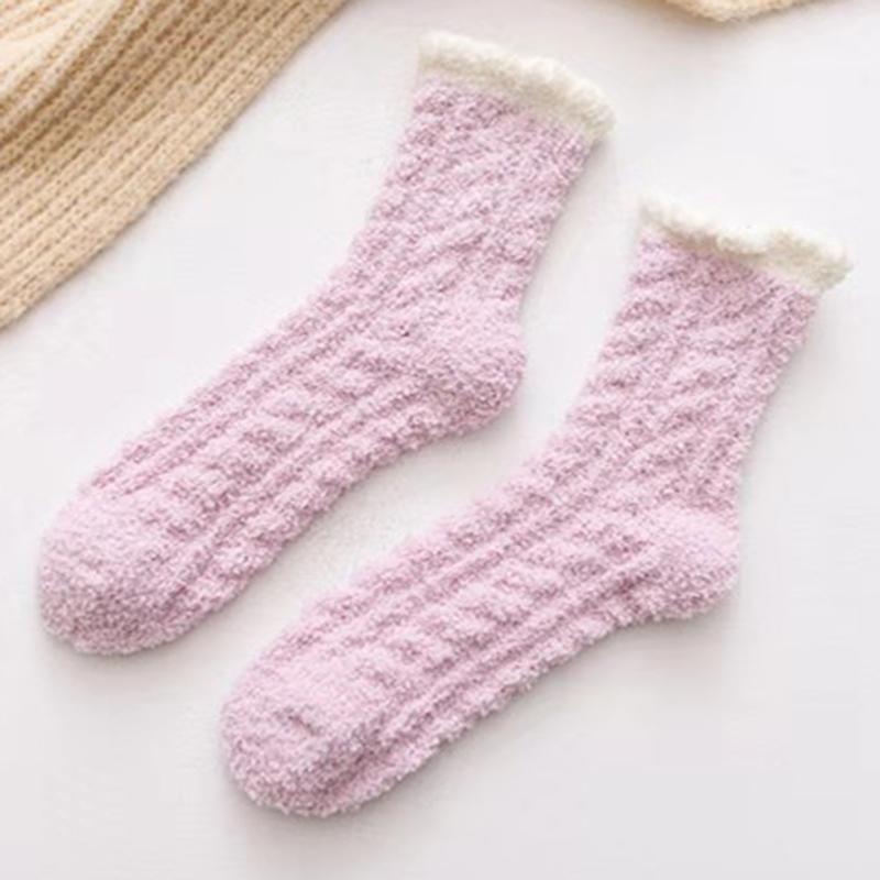 Зимние Теплые Пушистые Мягкие Носки Толстые Термо Носки Мягкие Каваи Холодостойкие Средние Носки Коралловый Флис Напольные Носки для Сна