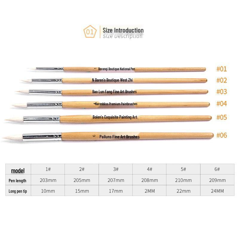 Flat Head Nylon Watercolor & Acrylic Brush Set with Wooden Handle in Brown Pigment Gift Box