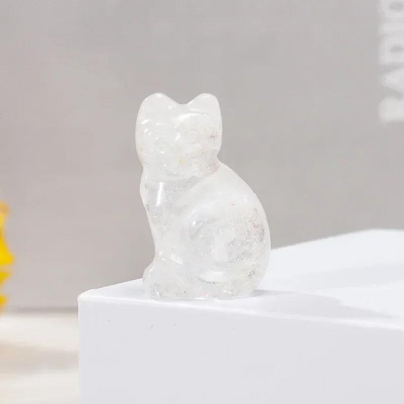 Натуральный кристалл руды, мини-украшение Lucky Cat, кристалл, необработанный камень, животное, резьба, украшение для дома, рабочего стола, подарок