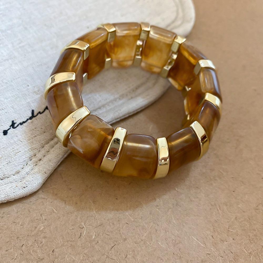 Europe American Style Elastic Bracelet Resin Exaggerated Bracelet Unique Acrylic Bangle  Gift