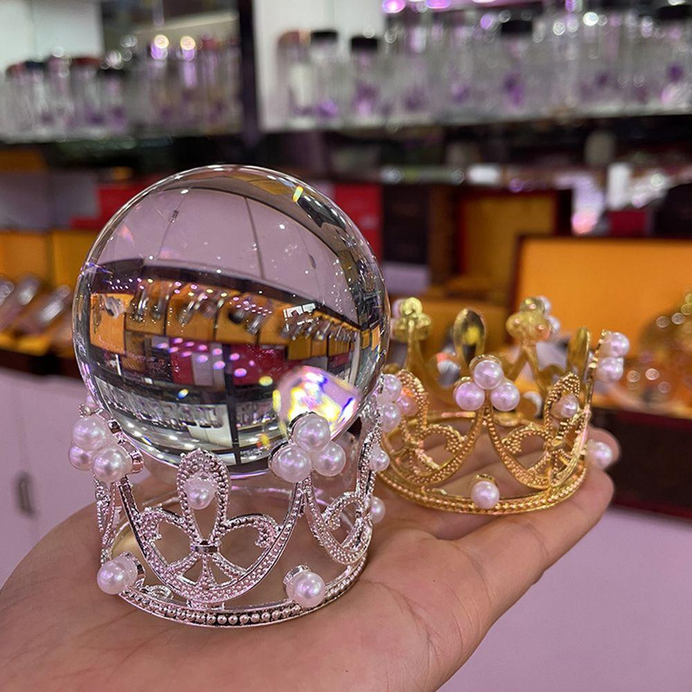 Ornaments Glass Sphere Base Rhinestone Support Metal Display Stand Crown Crystal Ball Holder