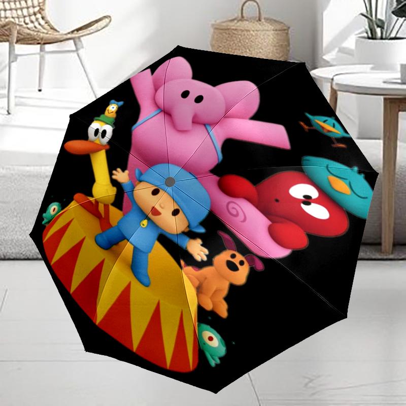 Автоматический зонт в стиле Pocoyo, легкий и портативный, 8 спиц, идеально подходит для путешествий на свежем воздухе, на дни рождения, Рождество, в качестве подарков.