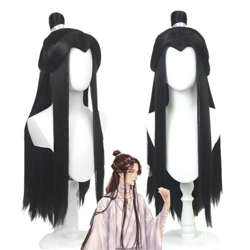 Xie Lian Cosplay Wig Heaven Officials Blessing Cosplay Tian Guan Ci Fu Cosplay Black Heat Resistant Synthetic Hair Wigs + WigCap