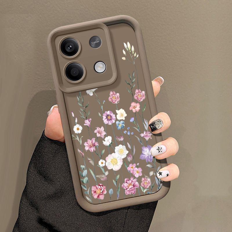 Мягкий матовый чехол для телефона с цветочным узором для Xiaomi 14T 13T Poco F6 X6 Pro Redmi Note 14 Pro 13 12 11 10 TPU противоударный защитный бампер для объектива
