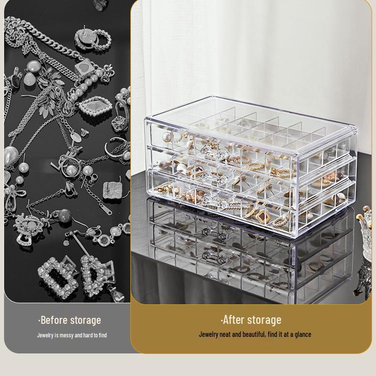 Многослойная коробка для хранения серег и ожерелий большой вместимости, с защитой от окисления и изысканным дизайном