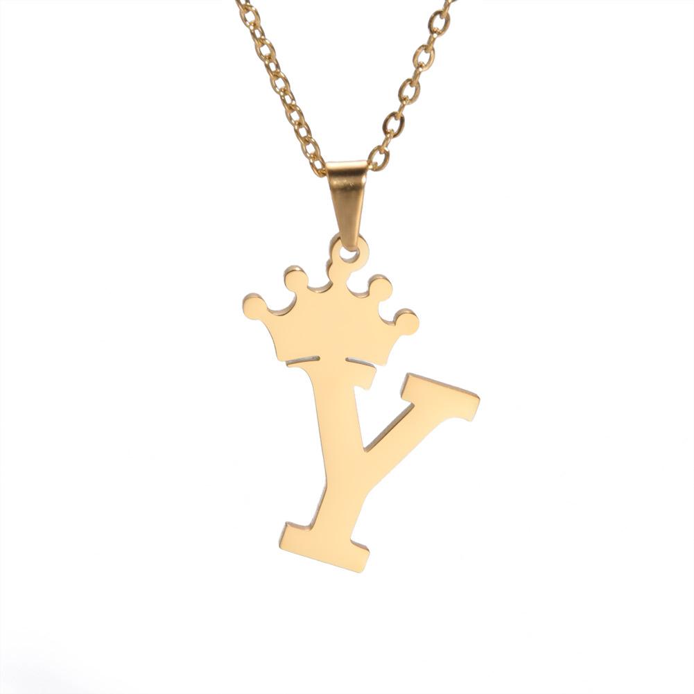 Cazador 26 Initial Letter Necklace With Crown Stainless Steel Gold Color Alphabet Pendant Necklaces 2026 Trend Jewelry Wholesale
