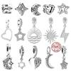 New S925 Sterling Silver Sparkling Lightning Bolt Star & Crescent Moon Pendant Charm Bead Jewelry Fit Original  Bracelet