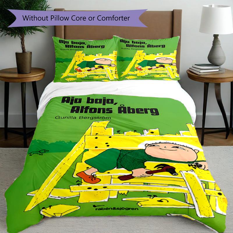 3pcs Duvet Cover Set (1*Duvet Cover + 2*Pillowcase, Without Core), Alfons Aberg Print Bedding Set, Bedroom Decor, All‑Season, Birthday Gift