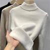 Модный утепленный зимний свитер с воротником, повседневный мягкий пуловер, топы с длинными рукавами, однотонные женские джемперы 29028