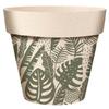 [A2076] - Beige Green 'Tropical' Bamboo Plant Pot (monsteras) -  7x6cm