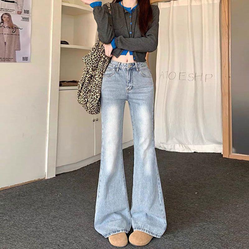 Удобные брюки для дрэг-гонок, светло-голубые джинсы, женские брюки микроклеш, узкие и облегающие прямые брюки, джинсы для женщин, длинные джинсовые брюки