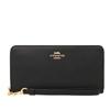 Coach Длинный кошелек FC3441 C3441 из кожи с перекрестной зернистой отделкой, длинный кошелек на молнии, черный (с ремешком) Женский [Товар Outlet] [Бренд] [Товар] (# 01