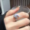 New Butterfly Purple Series Zircon Moon Open Ring Niche Design Drip Glaze Personalized Sweet Cool Wind Ring Woman