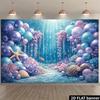 2D Ocean Adventure Backdrop Underwater Purple Blue Balloon & Coral Fabric Banner for Kids Party