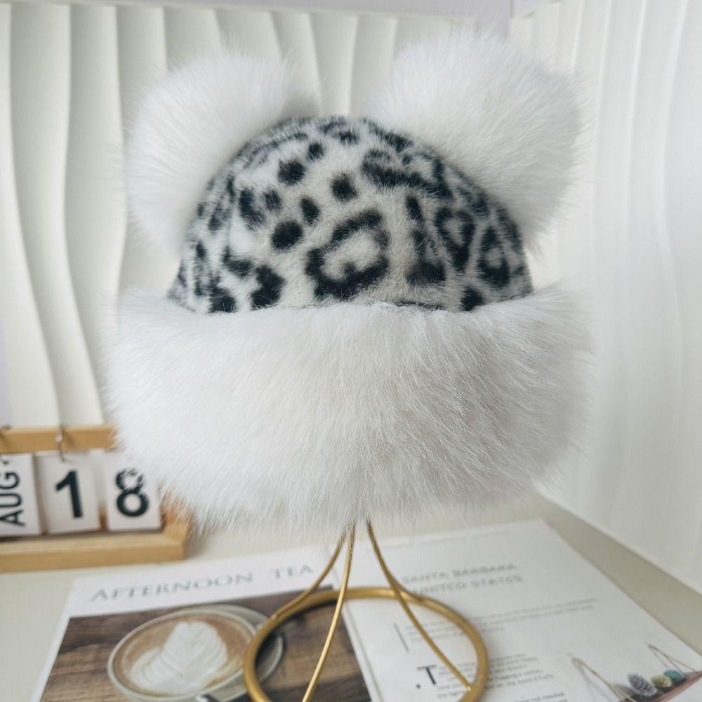 Cold Panama Cap Warm Winter Hat New Fluffy Fur Bucket Hat  Chrismas Gifts