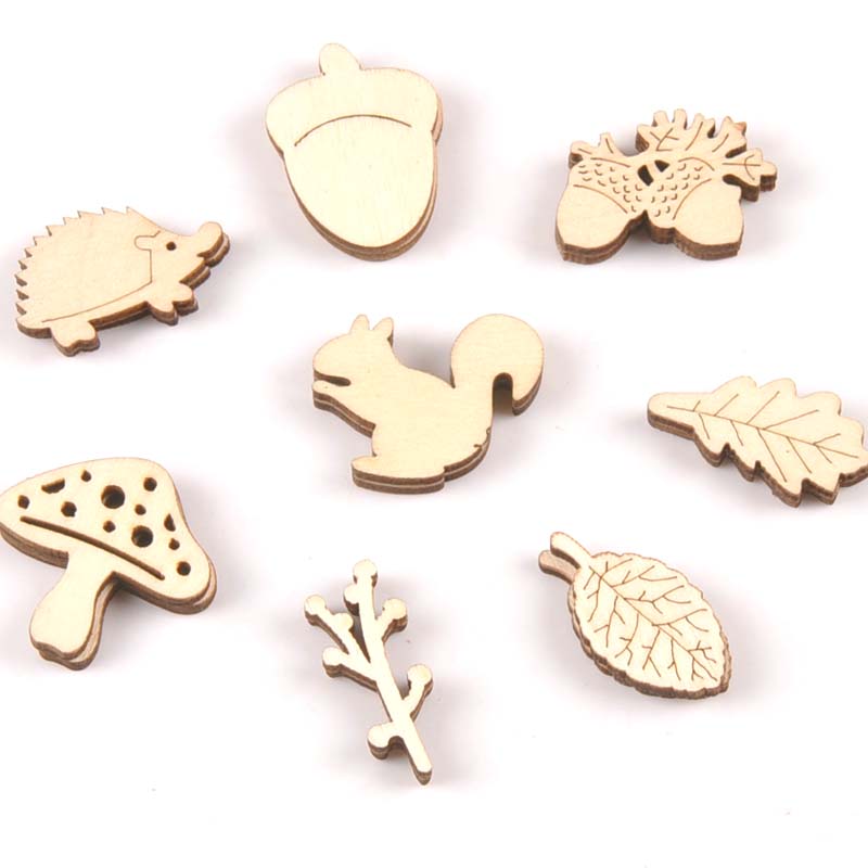 Микс грибов/ёжиков/белок/шишек/листьев узор деревянное украшение дерево для скрапбукинга DIY Carfts домашний декор 20 шт.
